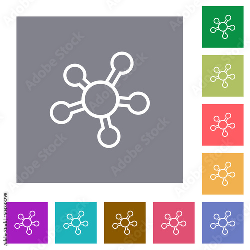 Network connections outline square flat icons