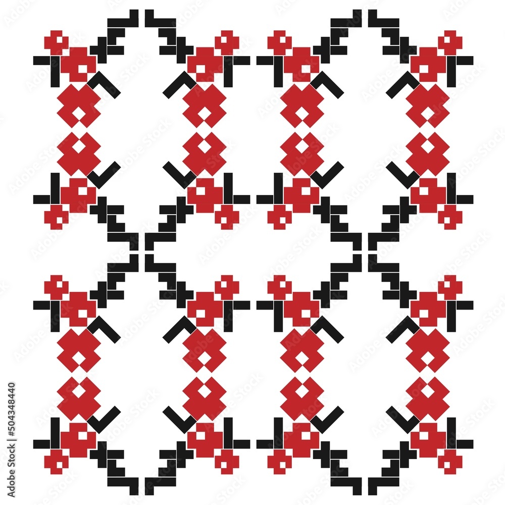 Obraz premium Vector illustration of ukrainian folk seamless pattern ornament. ethnic ornament. border element. traditional ukrainian, folk art knitted embroidery pattern - vyshyvanka 