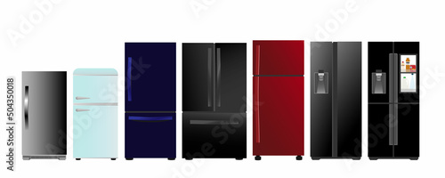 Refrigerators flat design illustration. One and two doors refrigerator vector.