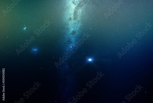 Aurora Borealis on starry sky northern nature nebula cosmic starry background