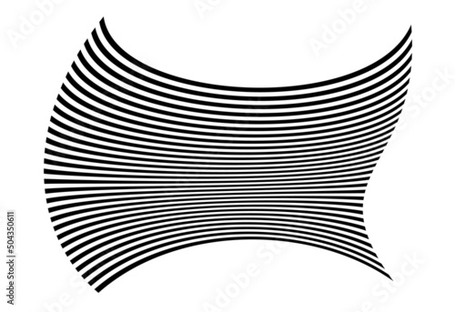 Waving flag as a brush stroke with zebra texture. Vest striped with fabric Black and white stripes curved in a bizarre way with waves curving along the trajectory