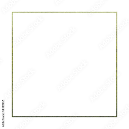 A thin green square frame hand drawn in watercolor isolated on a white background.