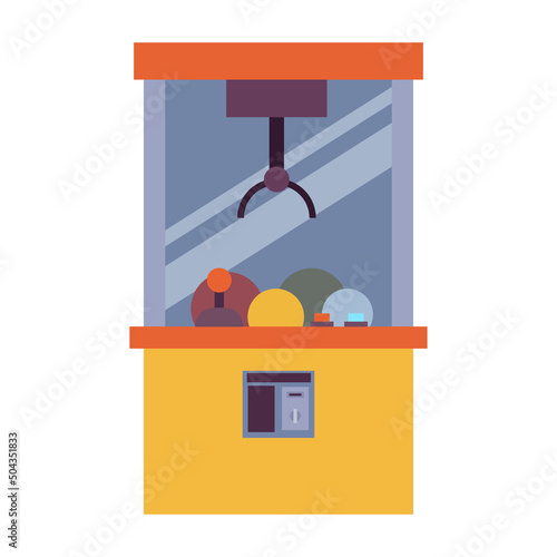 Claw toy machine vector cartoon illustration isolated on a white background.
