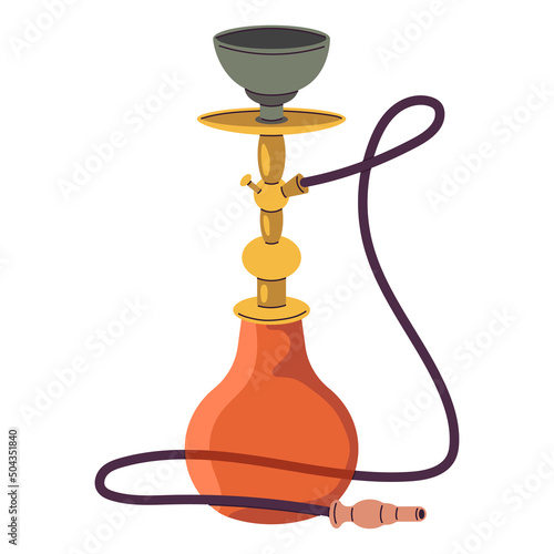 Hookah with red flask vector cartoon illustration isolated on a white background.