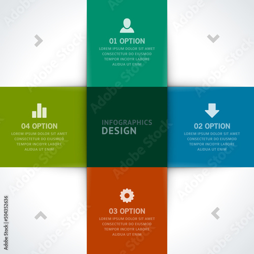 Bright colored cubes squared geometric infographics scheme design business steps planning template realistic vector illustration