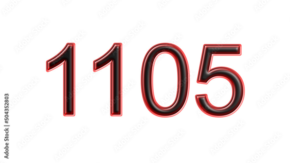 red 1105 number 3d effect white background red 1105 number 3d effect white background