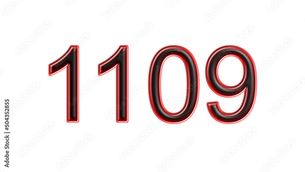 red 1109 number 3d effect white background red 1109 number 3d effect white background