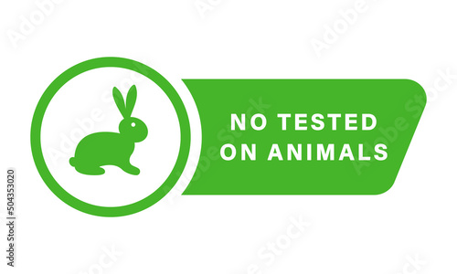 Not Animal Testing Symbol. Not Experiment on Rabbit Silhouette Badge. No Tested on Animals in Laboratory, Cruelty Free Stamp. Ingredient Not Trialed on Animals Label. Isolated Vector Illustration