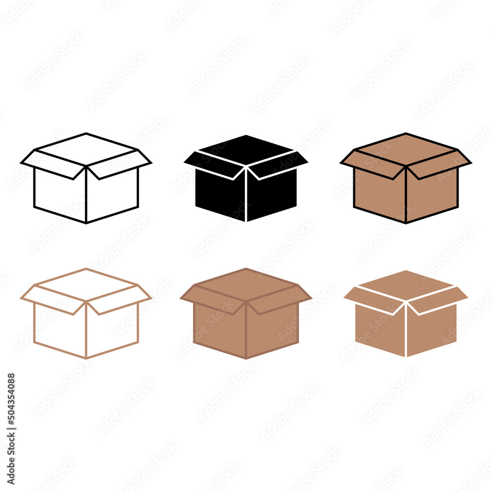 Open box vector flat icon set Open box vector flat icon set