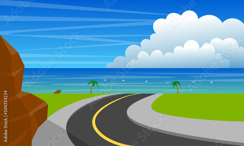 landscape of road at the beach in day time