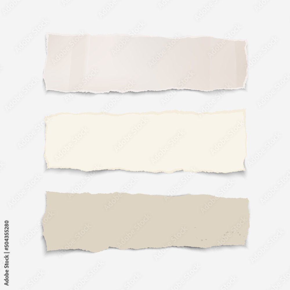 Paper color horizontal torn banners on transparent background.  