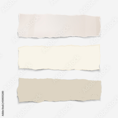 Paper color horizontal torn banners on transparent background.  