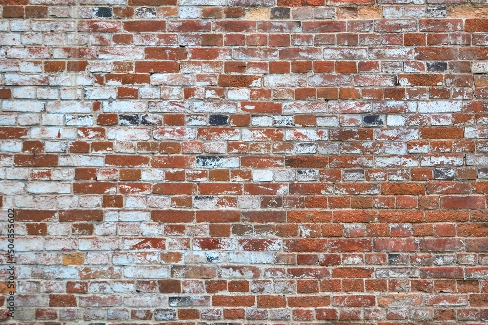 Naklejka premium Old brick cracked wall background texture.