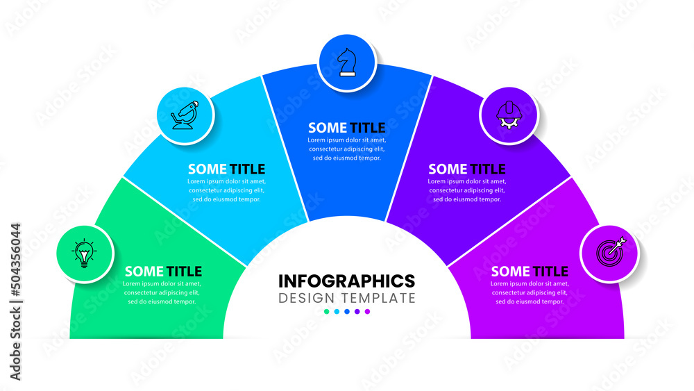 Fototapeta premium infographic template. Semicircle in 5 parts with text