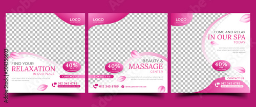 Fotografia Social media post template collection for spa, massage, and salon promotion