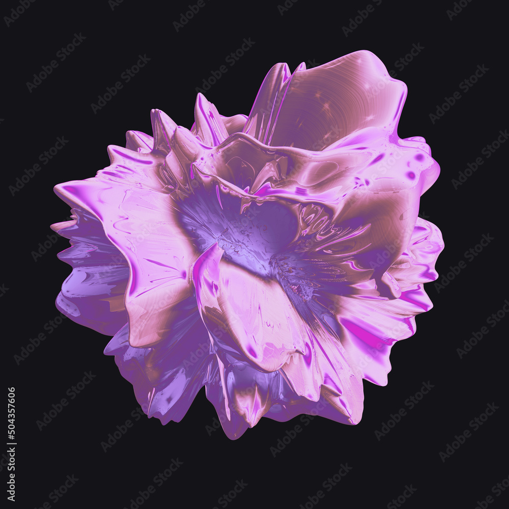 Abstract 3D render - deformed pink gradient object, isolated on dark background Abstract 3D render - deformed pink gradient object, isolated on dark background