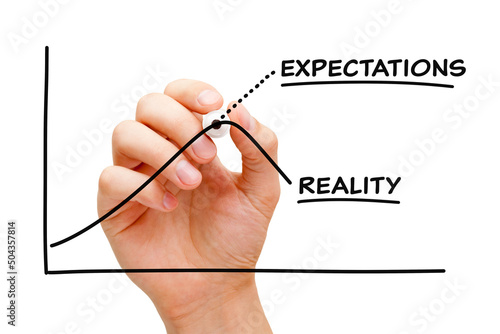 Fotografie, Tablou Expectations vs Reality Business Graph Concept