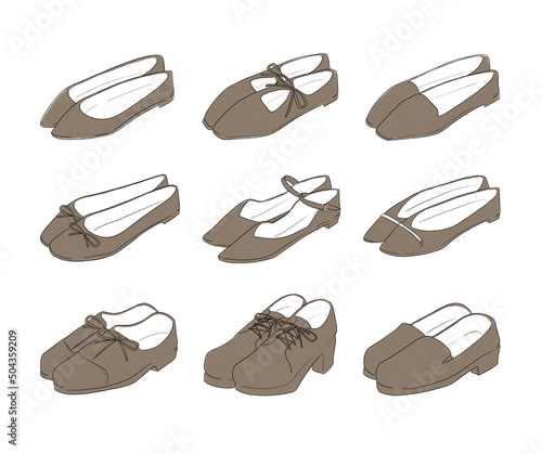 茶色のパンプスのイラストセット