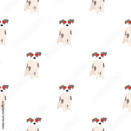 Cute dogs Jack Russell Terrier. Fanny animals . Vector hand drawn seamless pattern. Perfect for baby  kids apparel  print design  textile. White background.