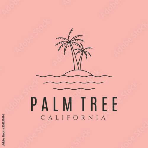 palm tree icon line art logo vector symbol illustration design