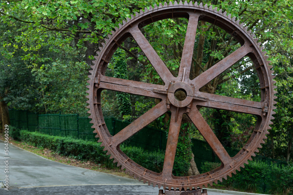 Old wheel of a cable car