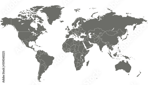 Fototapeta Naklejka Na Ścianę i Meble -  World map. Color vector modern. Silhouette map.	