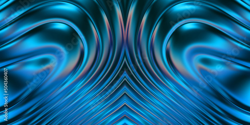 3D illustration of colorful wavy reflective design wallpaper. Graphic illustration for wallpaper, banner, background, card, book cover or website. Abstract glossy background.