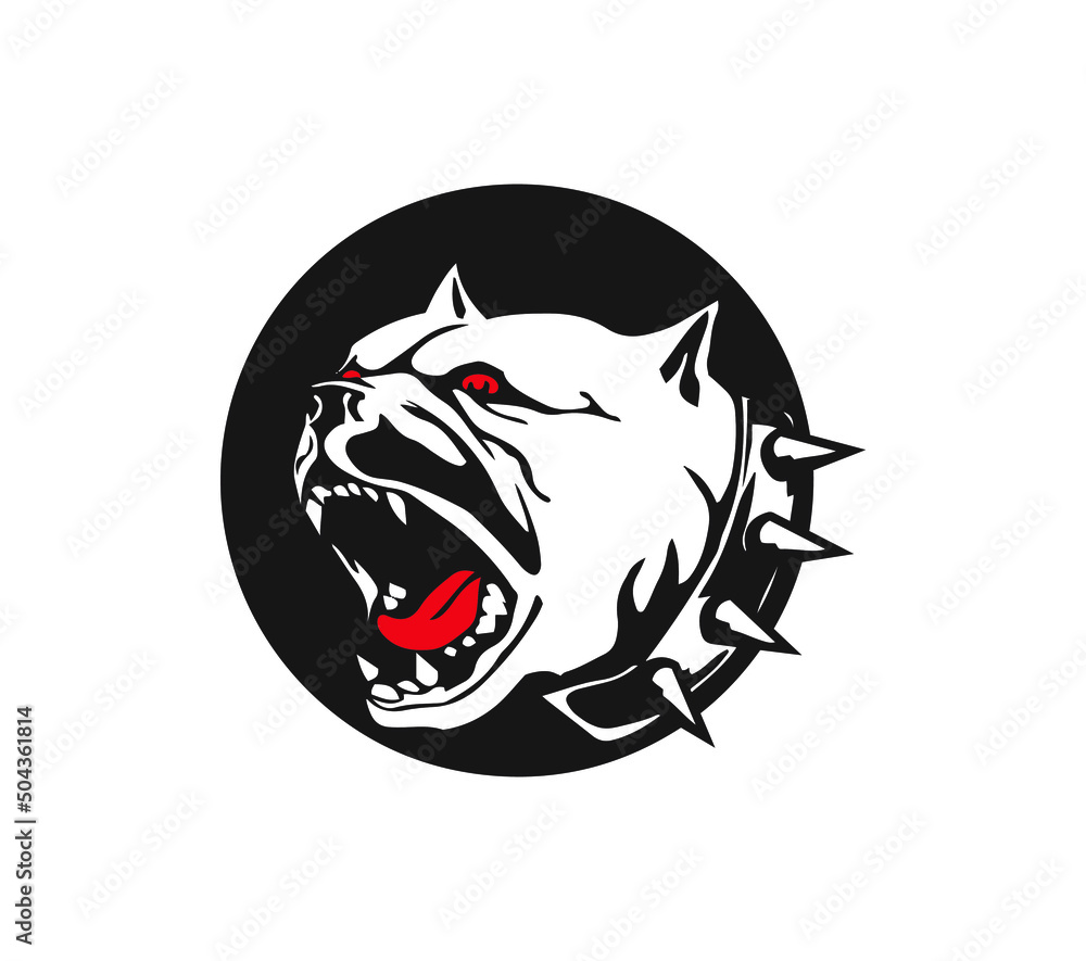 Angry Pitbull Dog Cartoon Character vector logo Stock Vector | Adobe Stock