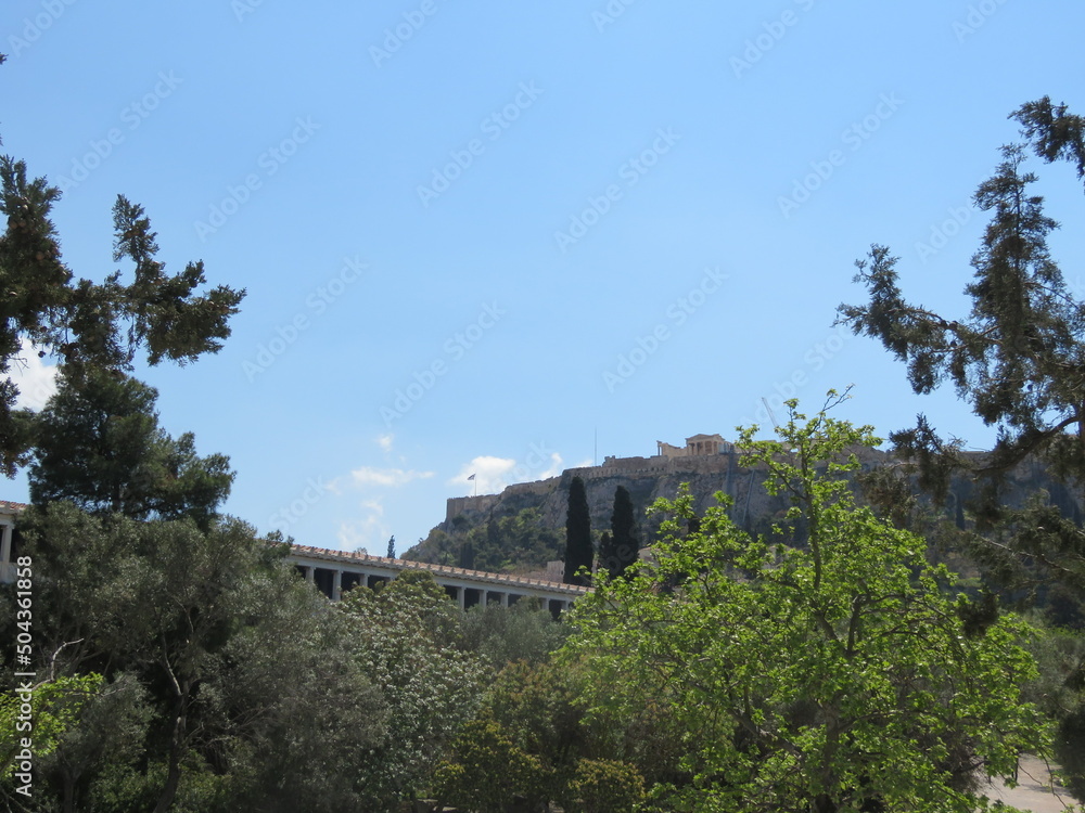 La Acrópolis desde el ágora antigua de Atenas. Grecia