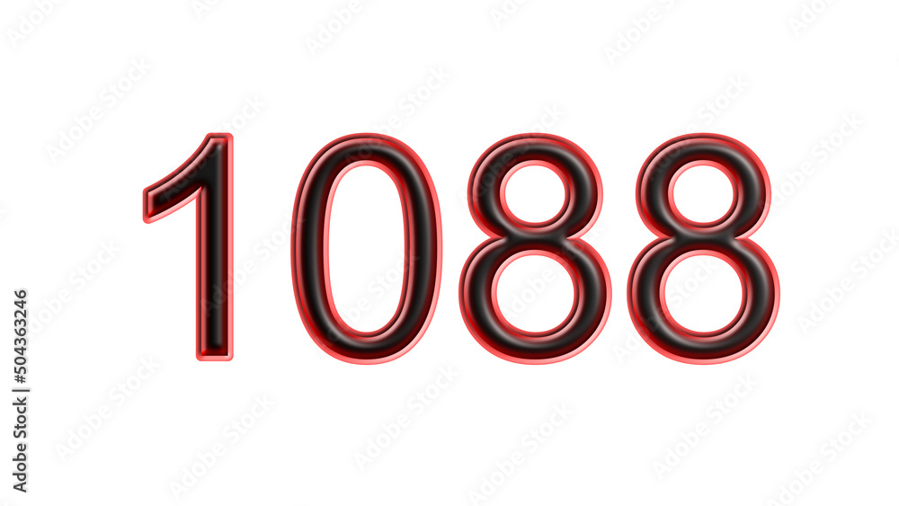 red 1088 number 3d effect white background red 1088 number 3d effect white background