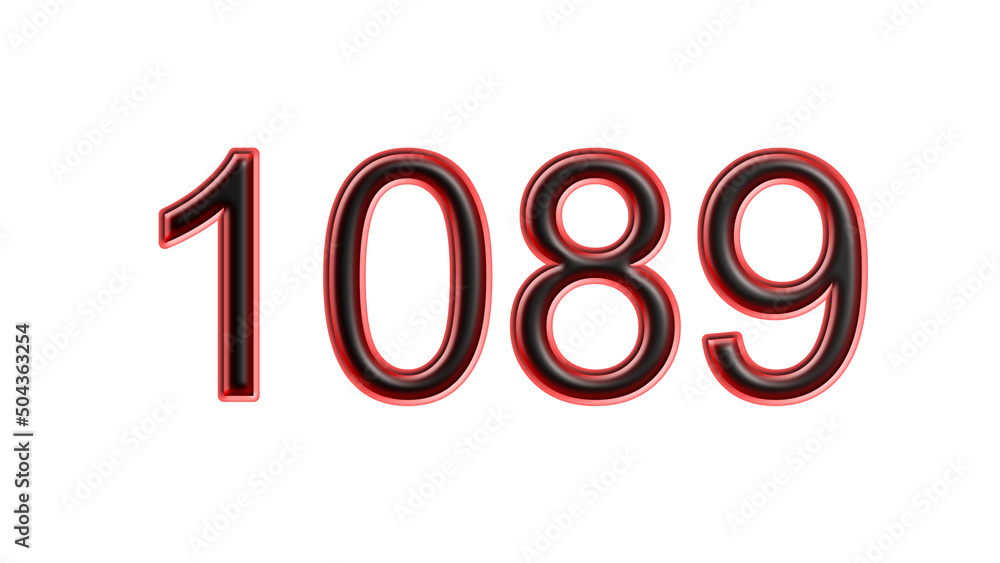 red 1089 number 3d effect white background red 1089 number 3d effect white background