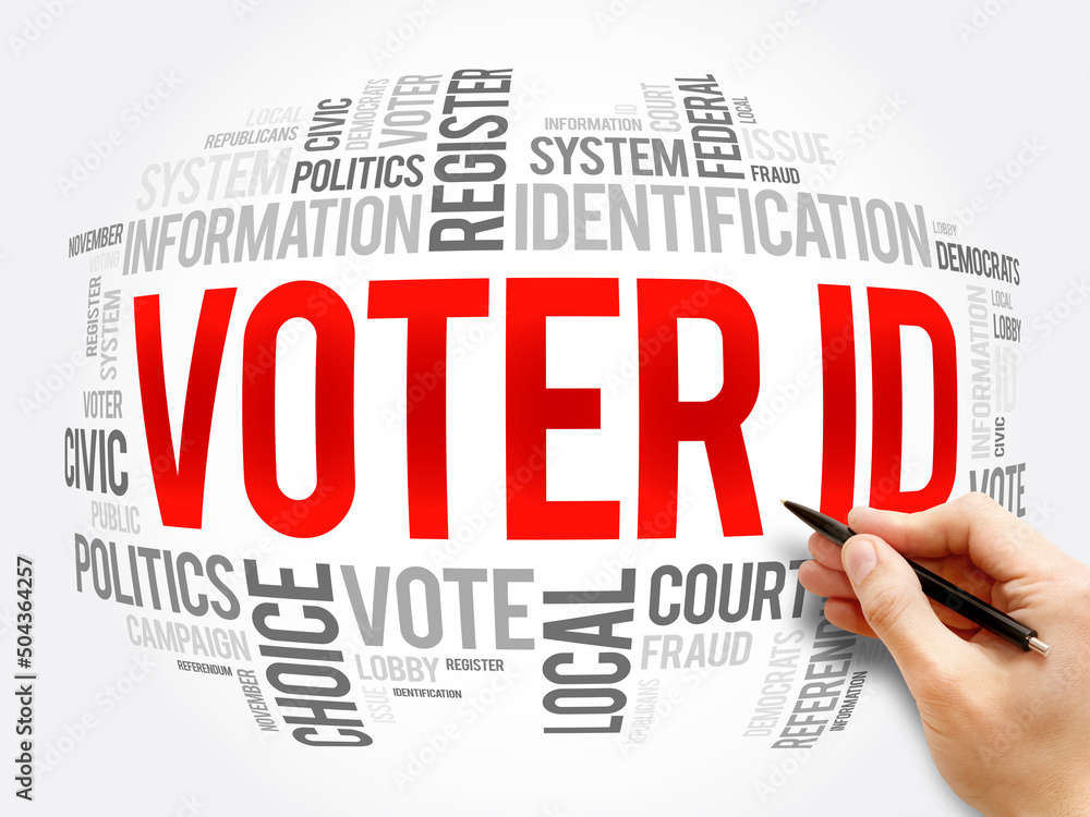 Voter ID word cloud collage, social concept background Voter ID word cloud collage, social concept background