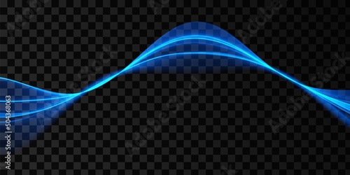 Blue abstract wave. Magic line design. Flow curve motion element. Neon gradient wavy illiustration.