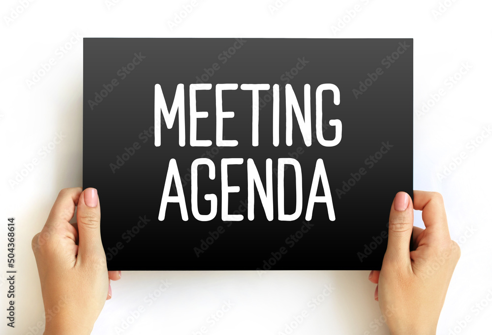 Meeting Agenda text on card, concept background Meeting Agenda text on card, concept background