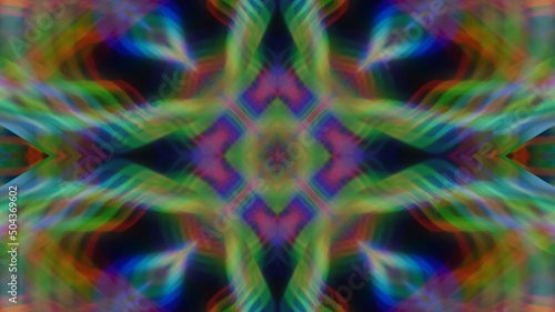 Abstract symmetrical multicolored luminous background kaleidoscope.