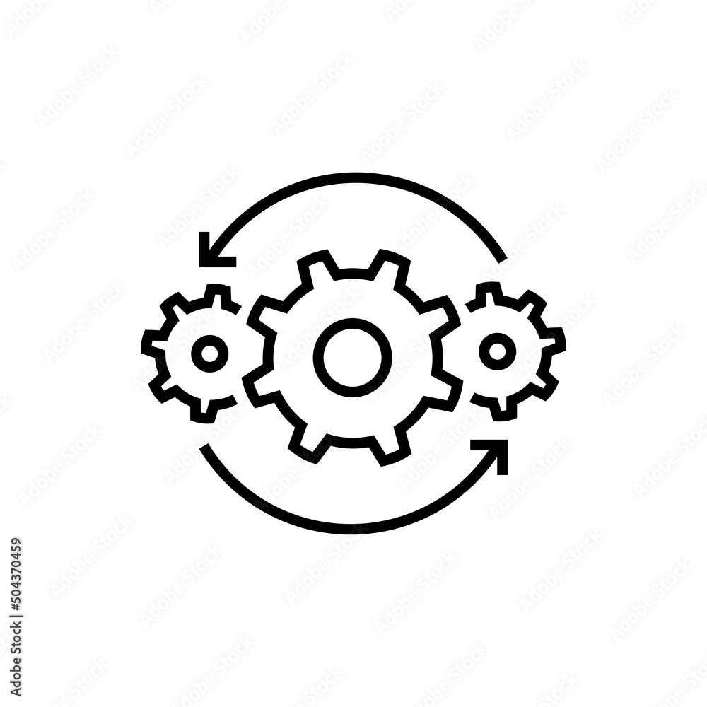 Process icon in flat style. Process symbol in black for your web site ...