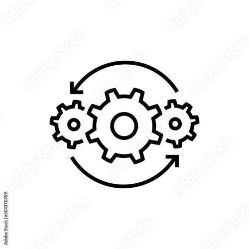Process icon in flat style. Process symbol in black for your web site design, app, UI. Simple operations icon. Vector illustration.
