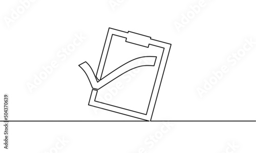 Continuous line drawing of clipboard, business growth, cheklist icon, object one line, single line art, vector illustration photo