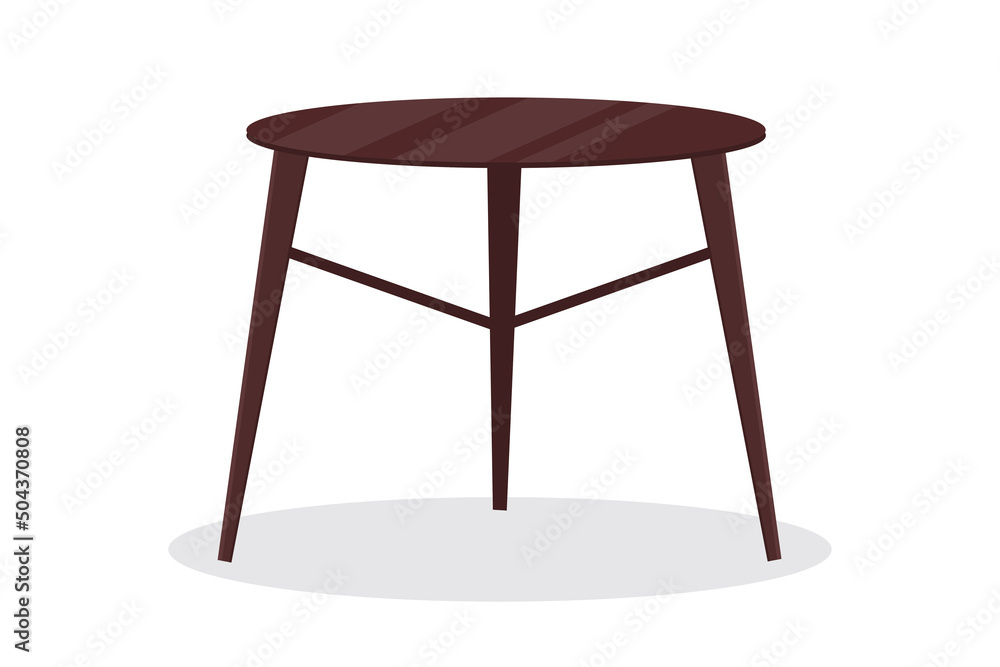 wooden round table on white background isolated vector graphic interior element wooden round table on white background isolated vector graphic interior element