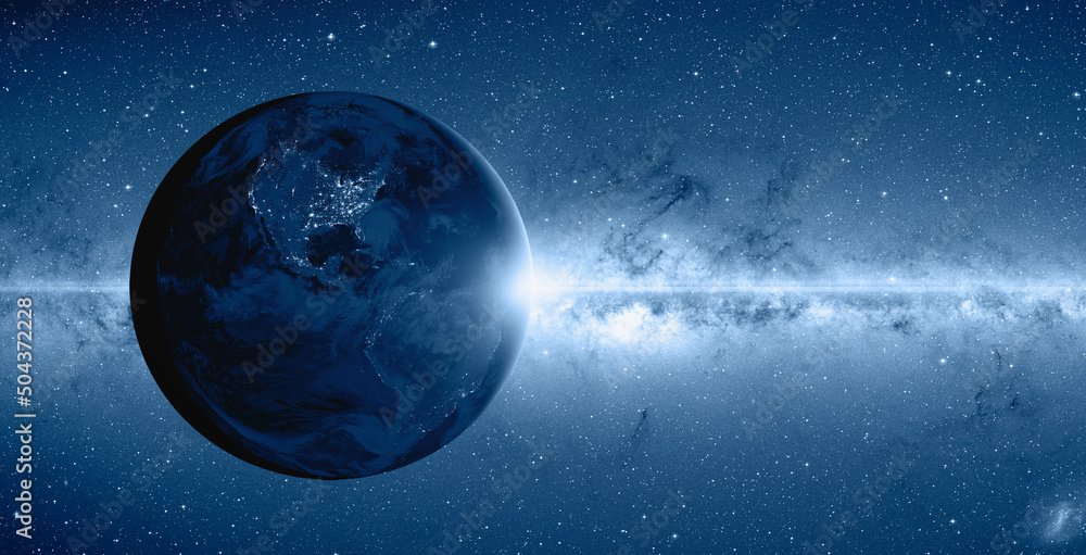 The Earth from space milky way in the background The Earth from space milky way in the background