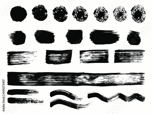 Free hand wide brushes strokes, vector, isolated on white background	