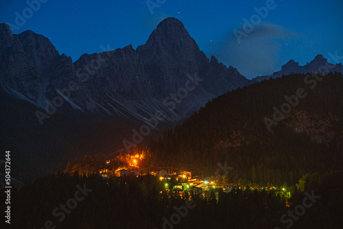 the peaks of the dolomites during autumn, one of the many unesco sites in the italian alps, near the town of Cortina d'ampezzo, Italy - October 2021.