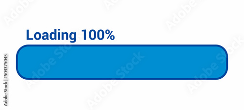 progress loading bar 100 percent (100%) on white background