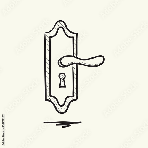 Door handle. Hand drawn vector illustration.