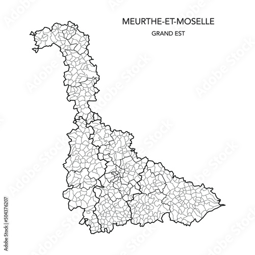 Vector Map of the Geopolitical Subdivisions of The Département De La Meurthe-et-Moselle Including Arrondissements, Cantons and Municipalities as of 2022 - Grand Est - France