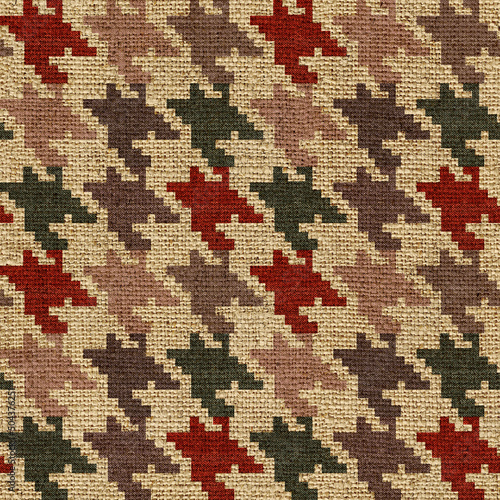 Sack Burlap Textured Background Colorful Houndstooth Stylish Natural Seamless Pattern Perfect for Home Textile or Wall Paper Allover Fabric Print