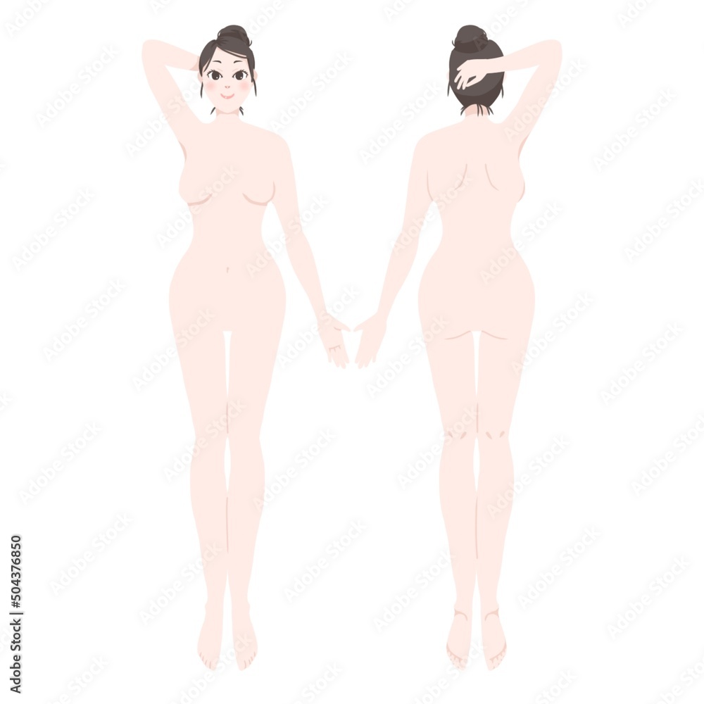 Fototapeta premium Full body illustration of a woman Both sides