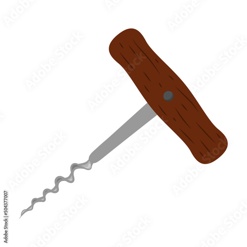 Corkscrew vector illustration. Wine bottle opener with cork stopper. Kitchen suppliers.