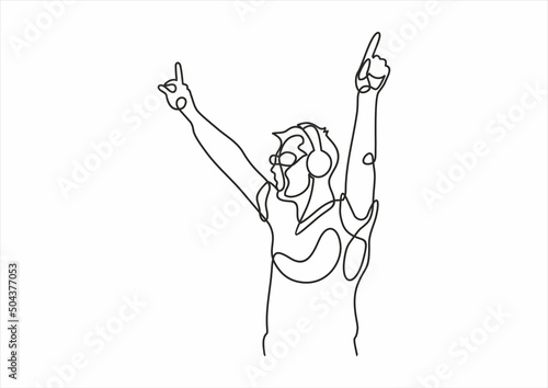 Music DJ Cool-continuous line drawing 