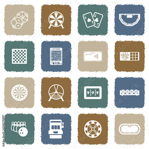 Entertainment Icons. Grunge Color Flat Design. Vector Illustration.